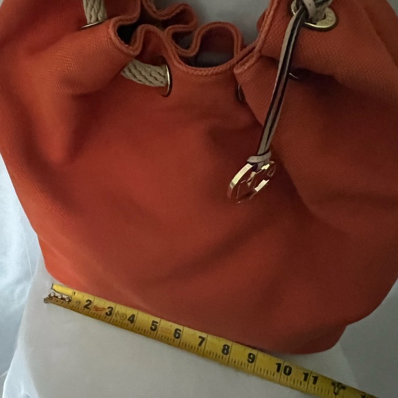 Michael Kors Orange Canvas Marina Rope Drawstring Hobo Bag - Picture 4 of 7